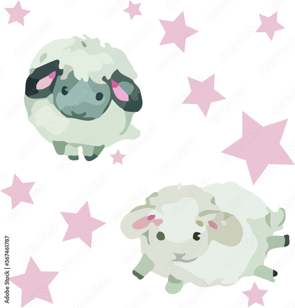 Obraz premium set of cartoon sheep illustration