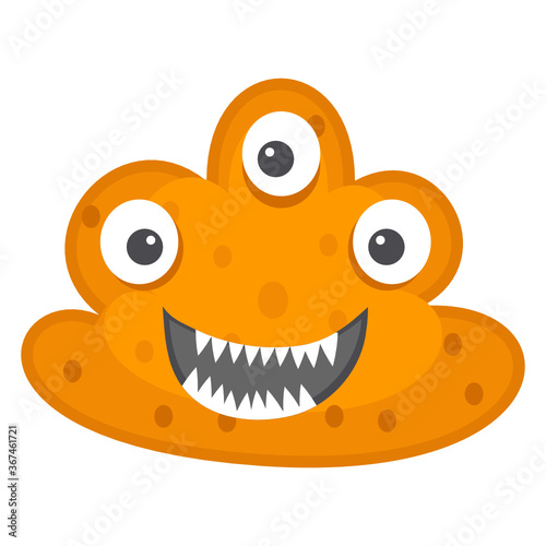 Flat icon of adenovirus organism, scary phrase microbe 