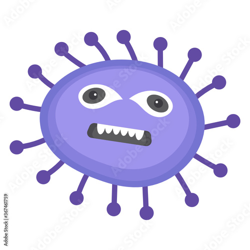 

Flat icon of coccus microorganism, scary bacterial phrase 
