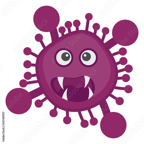 

Amoeba with offended facial expression, flat icon of microbe  
