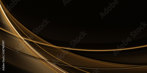 Abstract fractal dark background for design with linear golden waves