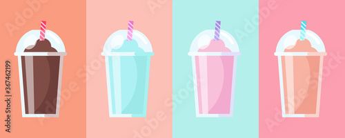 Milkshake vector design. Milkshakes vector illustration set.  Smoothie vector design. 