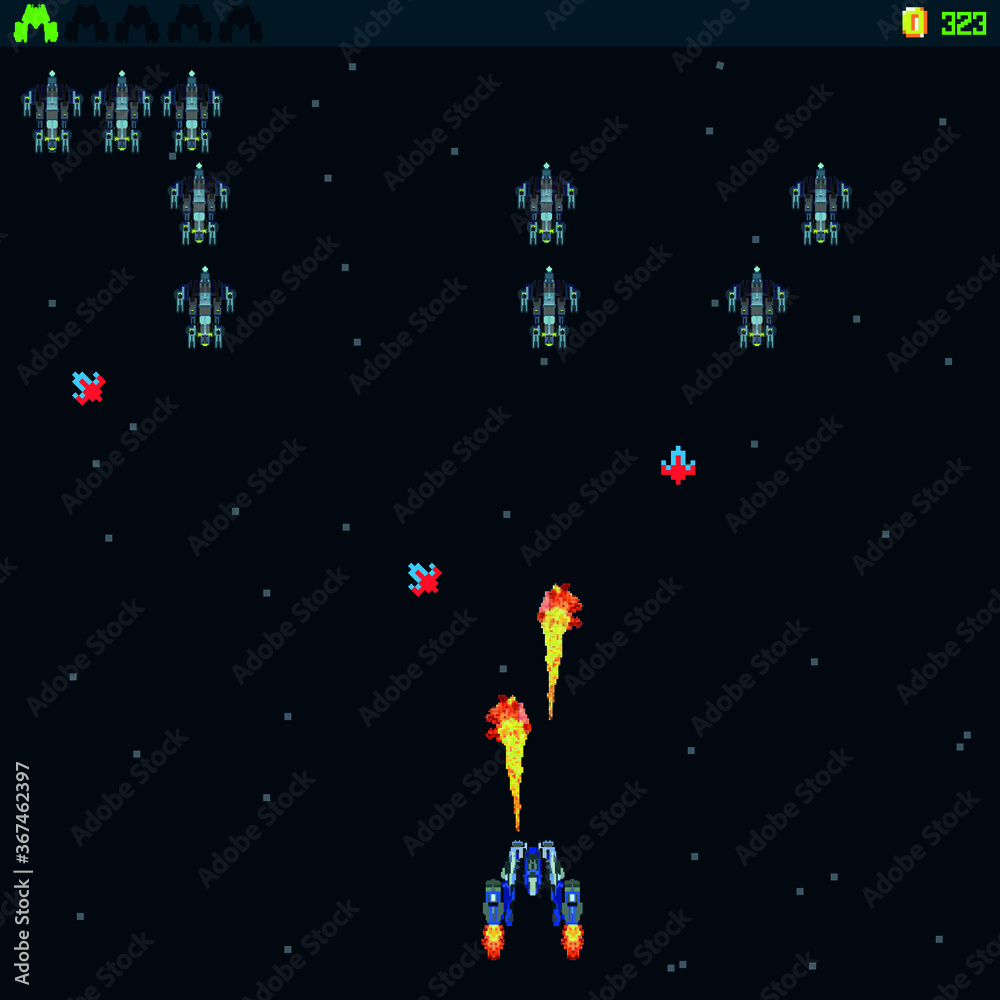 Arcade Retro video game, 8 bit, arcade warships, shooting, map background, vector graphic design illustration. Battles under the stars. Old computer games. Arcade Retro video game, 8 bit, arcade warships, shooting, map background, vector graphic design illustration. Battles under the stars. Old computer games.