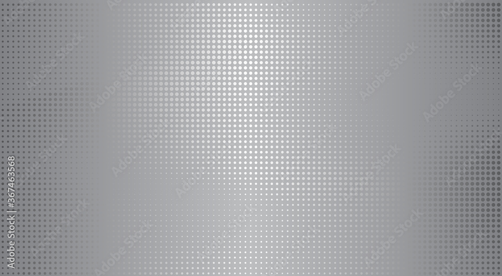 Vetor de Polished silver metal background with reflection dots. Vector  textured technology stainless steel backdrop. Chrome, aluminum, nickel or  platinum. Metallic dot pattern do Stock