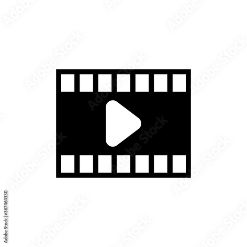 Play Video, Multimedia Movie Player. Flat Vector Icon illustration. Simple black symbol on white background. Play Video, Multimedia Movie Player sign design template for web and mobile UI element.