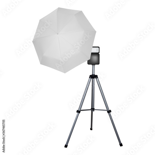 White umbrella reflector for speed light.
