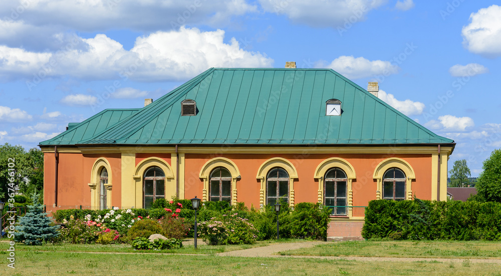 A merchant synagogue in the village of Mir. Synagogue courtyard. Korelichi region. The Grodno region. Belarus.