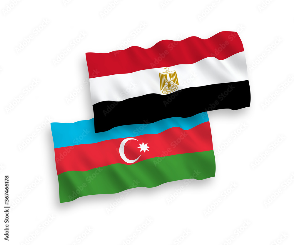 Flags of Azerbaijan and Egypt on a white background Flags of Azerbaijan and Egypt on a white background