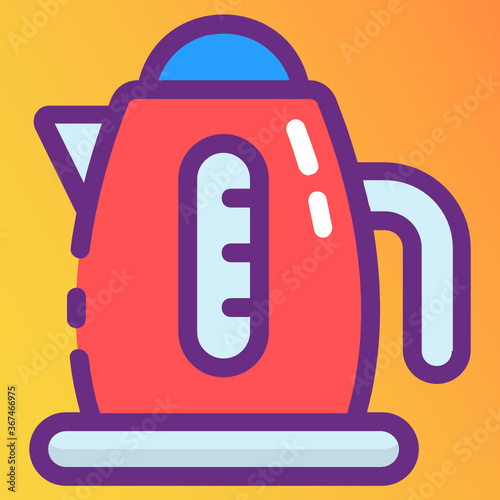 
Device for boiling water at home, flat vector of home appliance, electric kettle icon 

