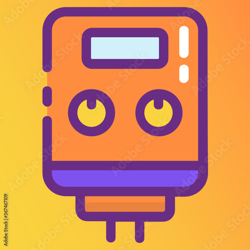 
Ammeter icon, voltmeter flat line editable vector 
