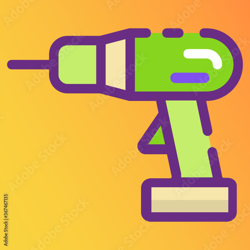 
A drill machine icon design, auger in flat line style 
