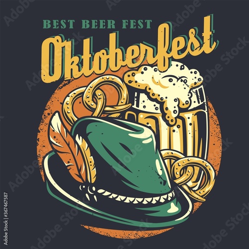 T-shirt print with bavarian hat and pretzels with