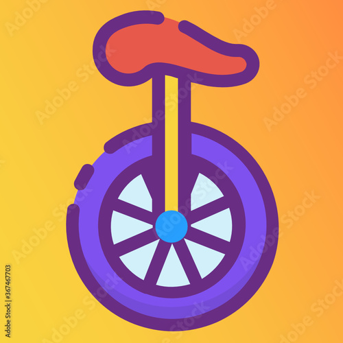 
One wheeled conveyance, flat vector of monowheel 
