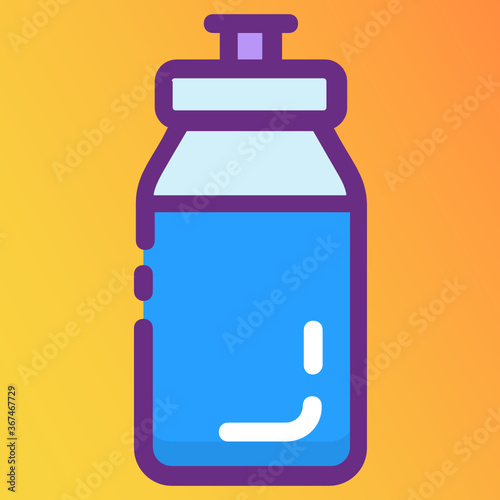 
Water bottle icon design, flat line sports bottle concept 
