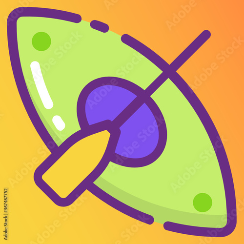 
Boat with oar, canoe boat in modern flat style 
