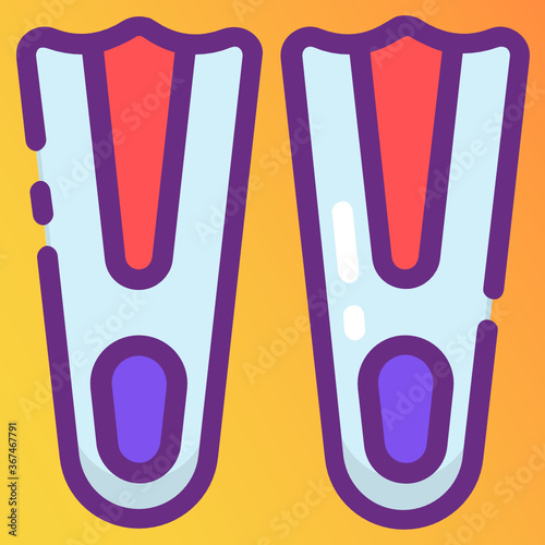 
Pair of swimming accessory footwear like flippers, silifins flat icon 
