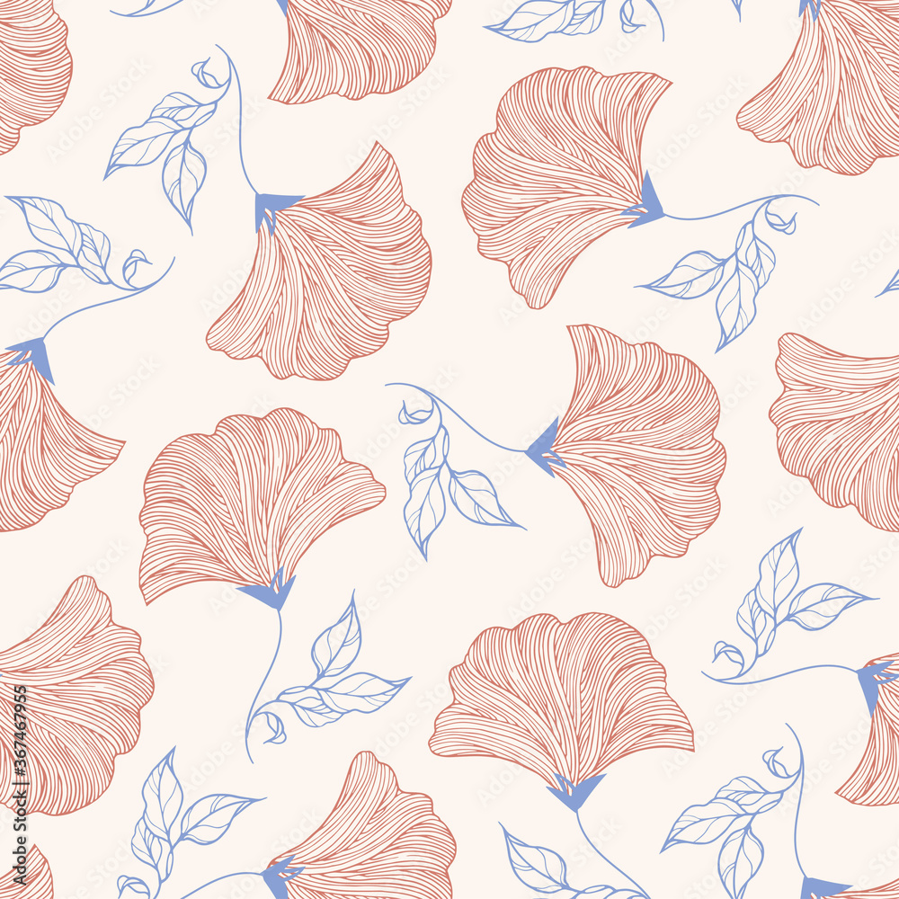 Seamless pattern with decorative flowers
