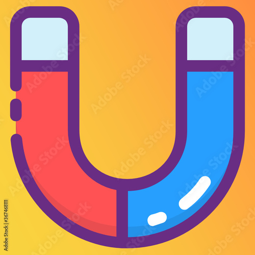 
Electromagnetic force, magnet icon in flat style  
