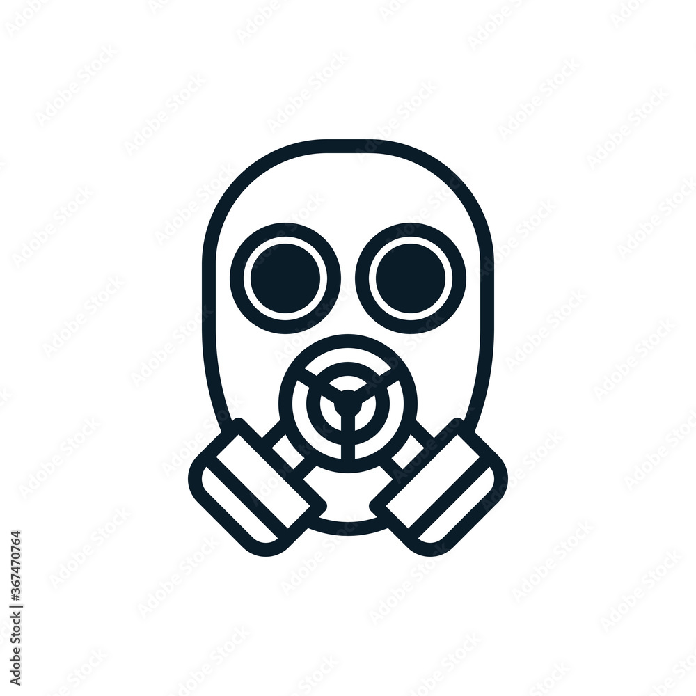 Gas mask outline icon. Vector illustration. Editable stroke. Isolated icon suitable for web, infographics, interface and apps. Gas mask outline icon. Vector illustration. Editable stroke. Isolated icon suitable for web, infographics, interface and apps.