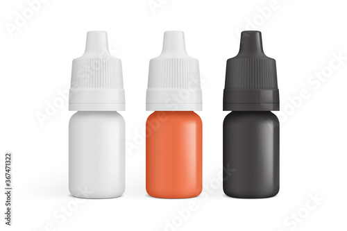 white, orange and black jar for medicinal drops isolated on a white background  mock up