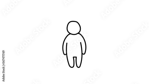 Simple looped animation of a dancing man, making dab move gesture. Dance of a man drawn with black lines on a white background.