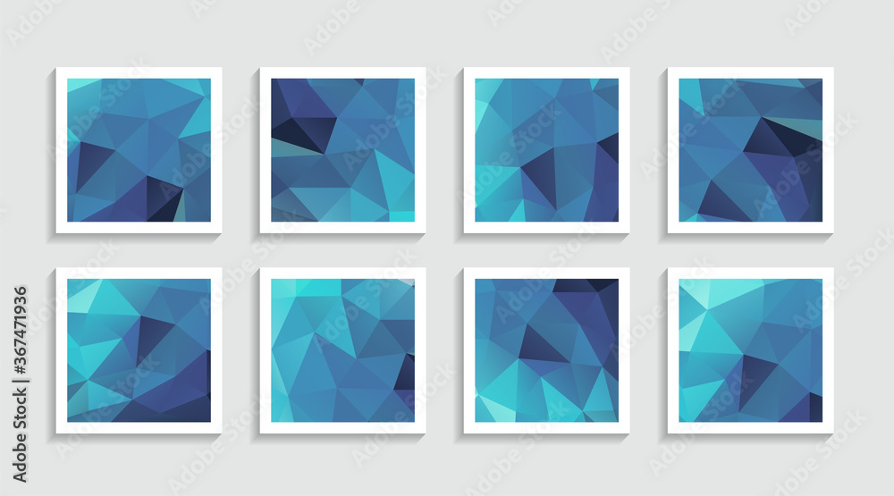 Modern mosaic low poly artwork poster set with simple shape and figure. Abstract minimalist pattern design style for web, banner, business presentation, branding package, fabric print, wallpaper. Modern mosaic low poly artwork poster set with simple shape and figure. Abstract minimalist pattern design style for web, banner, business presentation, branding package, fabric print, wallpaper.