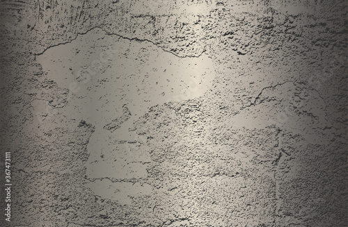 Luxury silver, chromium, platinum, steel metal gradient background with distressed cracked concrete texture.