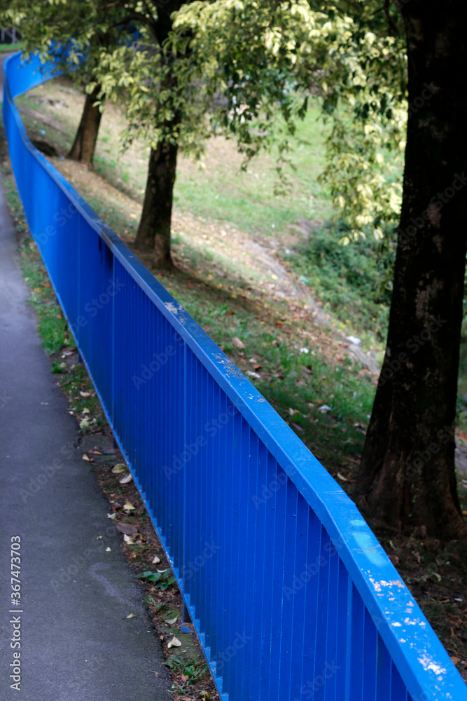 Fototapeta premium Metallic railing in an urban environment