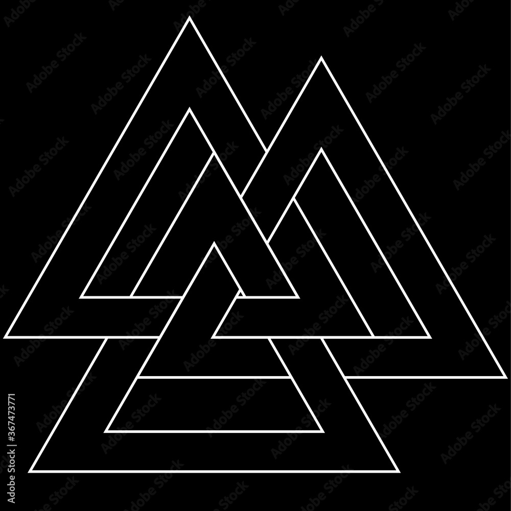 Valknut interlocking triangle magic sacred symbol from norse heathen