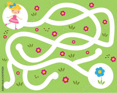 Maze puzzle. Help girl find way. Activity for toddlers. educational children game
