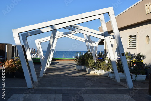 Marina di Cecina (Cecina Mare), beautiful view of the town on the seaside near to the beach, famous for its pinewood - Tuscany, Livorno, Italy