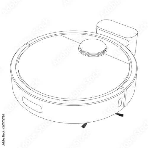 Vector robot vacuum cleaner - line art