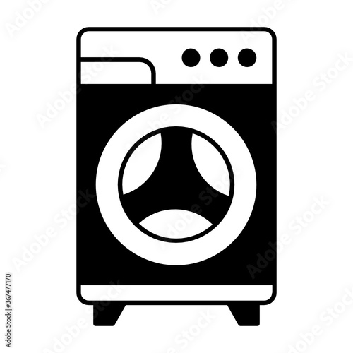 front load washer and dryer machine vector design Icon Concept, home appliances on white background, Laundry Symbol 