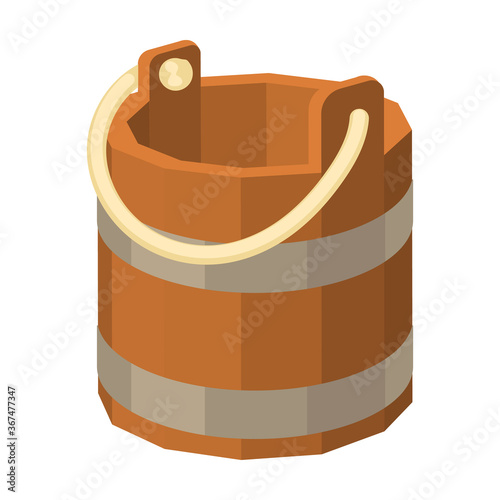 Wooden bucket vector icon.Cartoon vector icon isolated on white background wooden bucket.