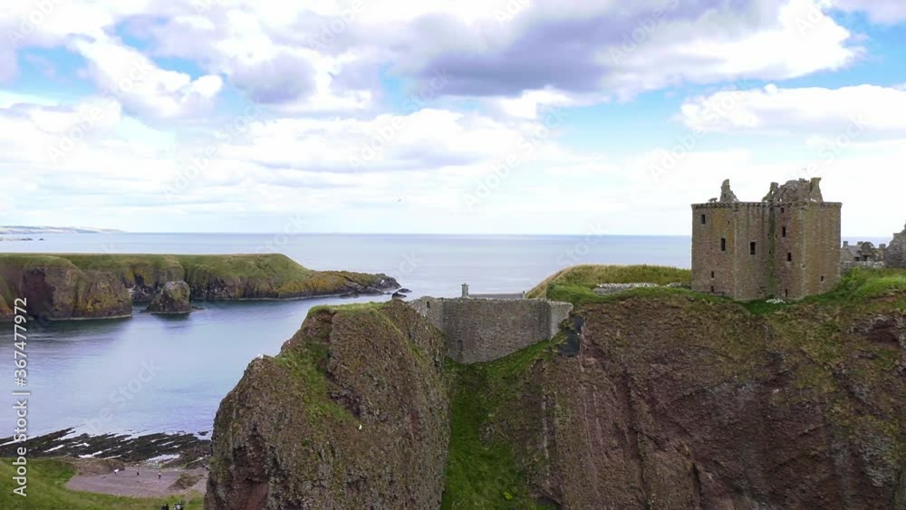Dunnottar Castle pan right from a view of the Dunnottar coastline Dunnottar Castle pan right from a view of the Dunnottar coastline