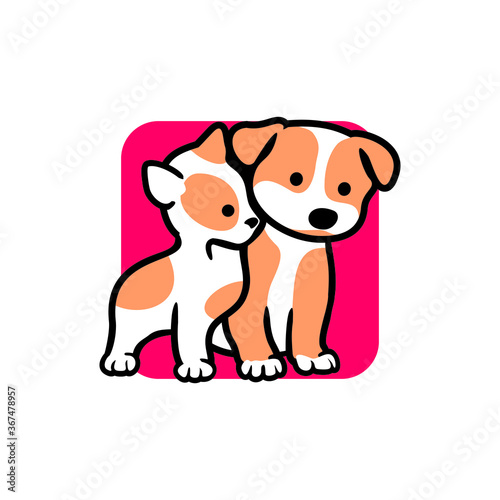 Dog and Cat Logo Cartoon Character. Logo template made on Animals or 
pets theme with simple contents. Unique cartoon design for blog, 
hotel, pet shop, veterinary clinic, etc