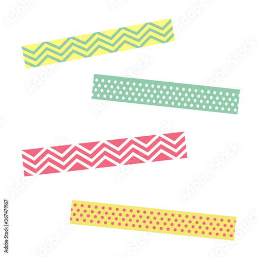 Scotch with geometric pattern. Tape for scrapbook vector set