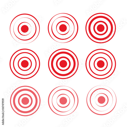 Pain red rings to mark. icon pain. Aim health icon pain