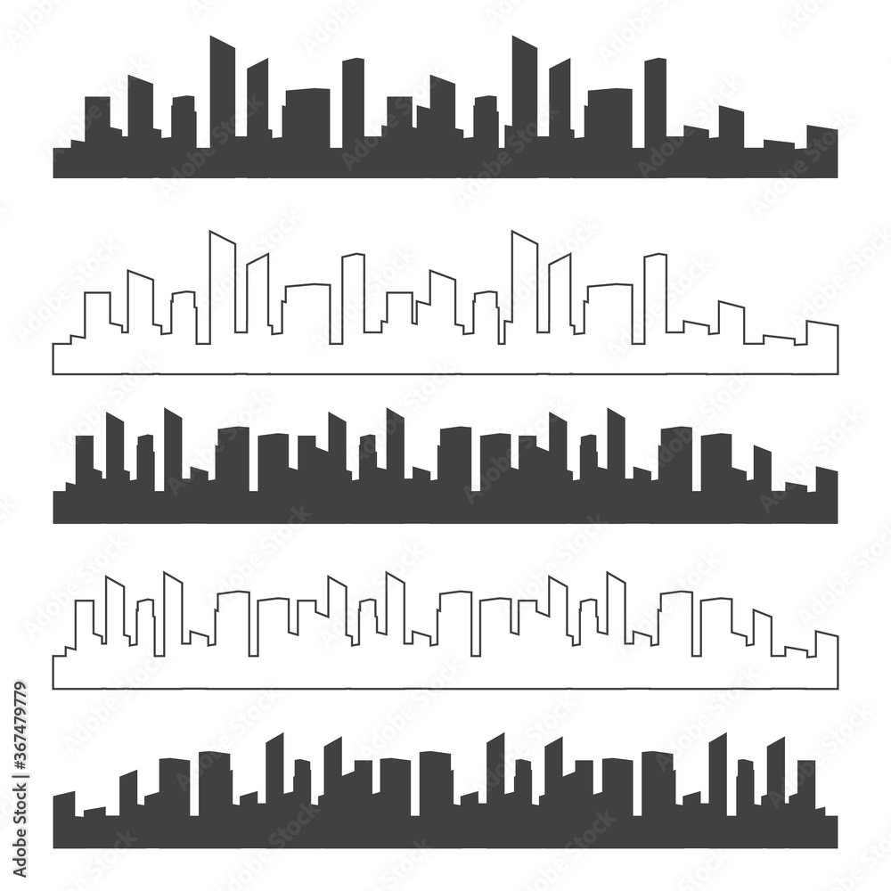 Outline urban vector cityscape. Skyline city silhouettes