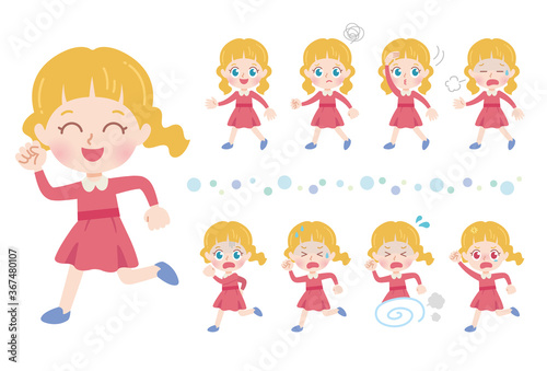 cute type blonde girl_walking   running 