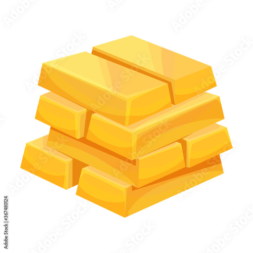 Gold bar vector icon.Cartoon vector icon isolated on white background gold bar.