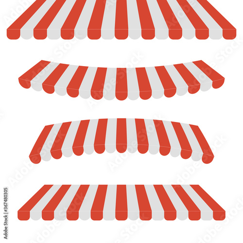 Outdoor awnings for cafe and shop window. Tent, roof for market vector