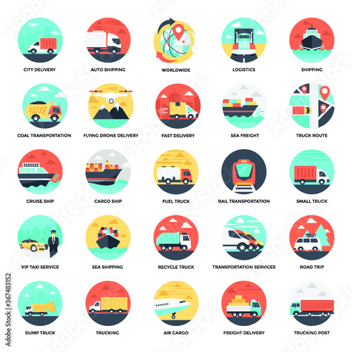 Flat Icons Set of Transportation Free Download Flat Icons Set of Transportation - GFXLoad