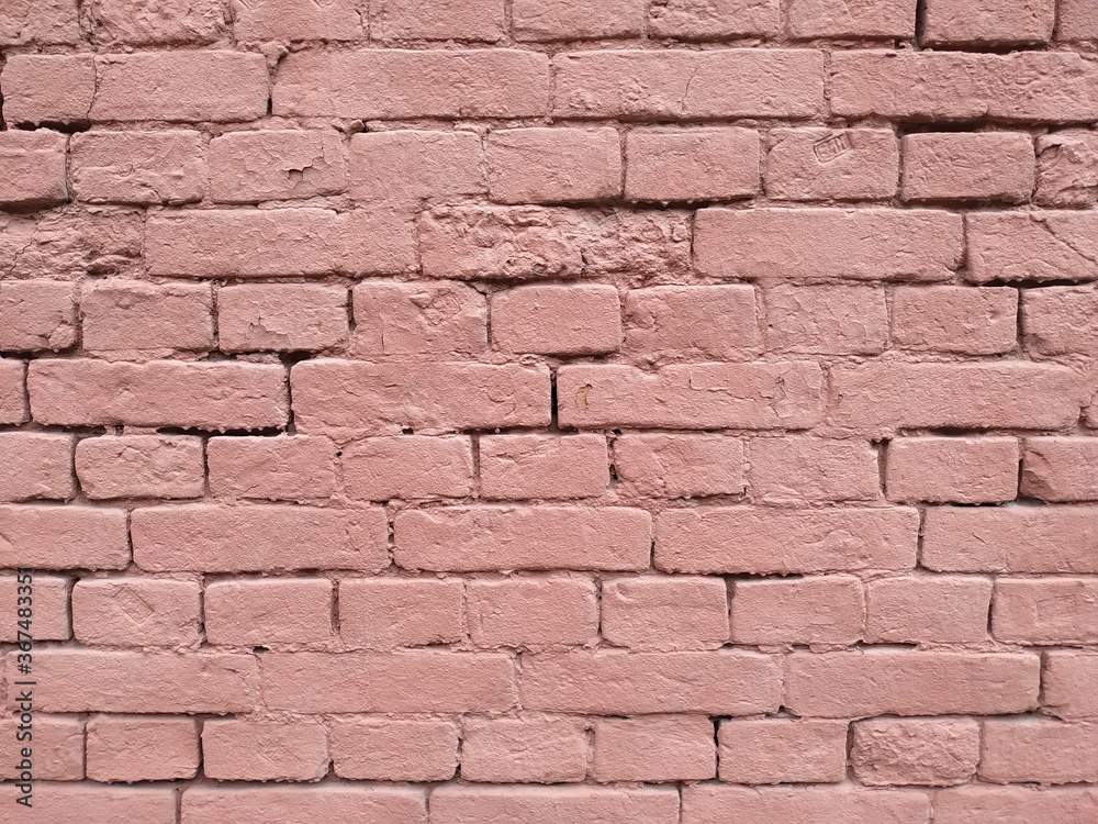 Fototapeta premium Red brick wall close-up texture. texture wall. back background.