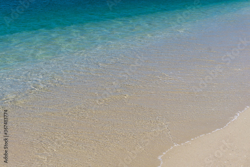 Fondo de arena y mar con agua cristalina. Islas Cies