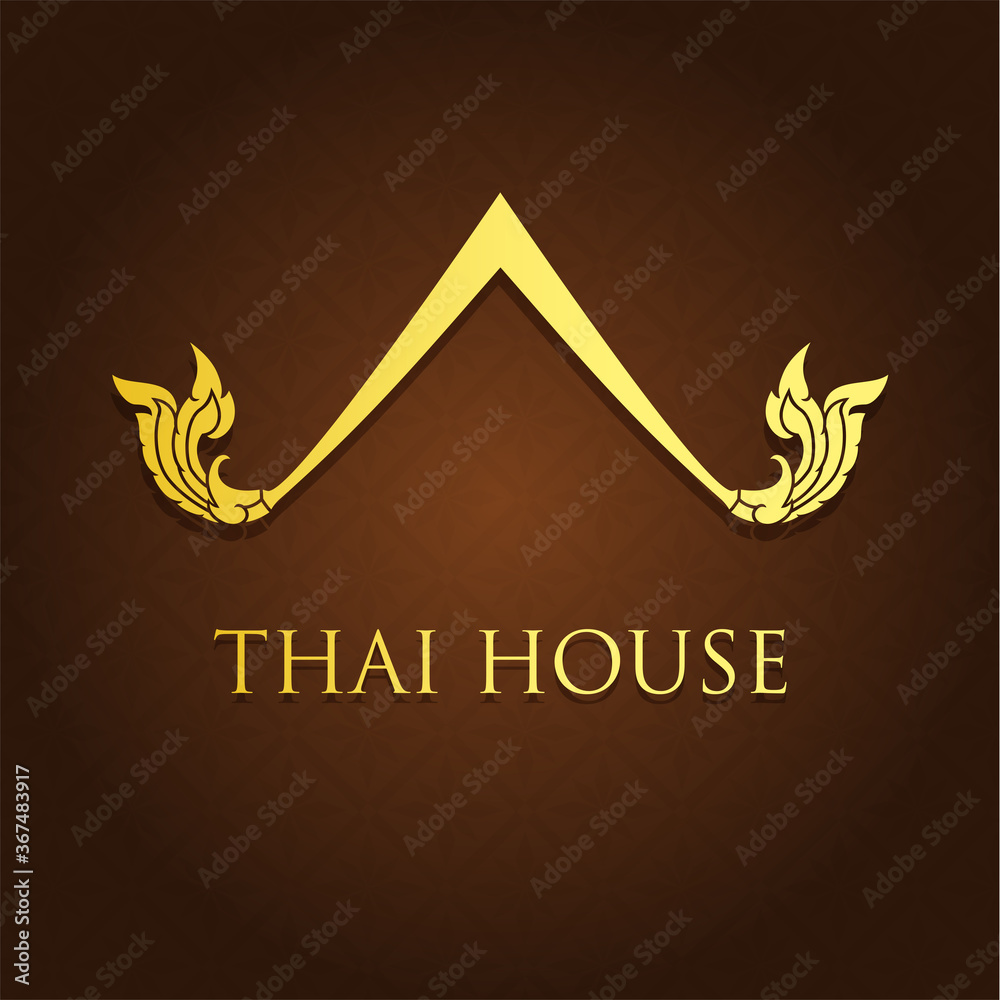Thai traditional house logo, Thai element design. Vector Stock Vector