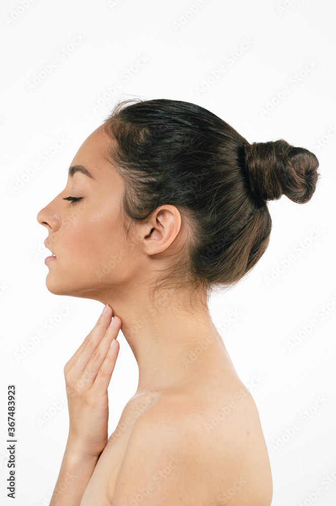 Woman profile face nose cosmetic healthy skin natural tannded beauty Woman profile face nose cosmetic healthy skin natural tannded beauty