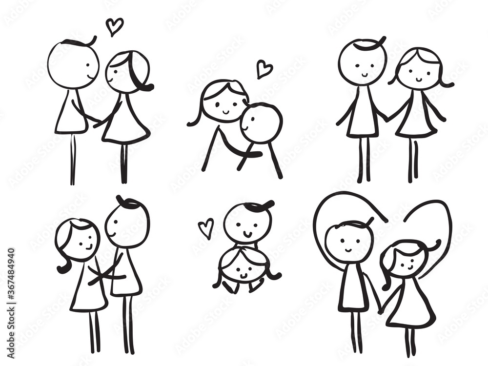 simple childish hand drawn line art couple for pattern, background, wallpaper, texture, banner, label etc. vector design simple childish hand drawn line art couple for pattern, background, wallpaper, texture, banner, label etc. vector design
