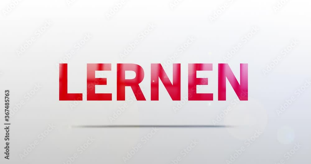 Lernen. Partikel Logo. Text Animation. Rotes Logo auf Hintergrund weiß/grau. Drehung. Hochwertiges 4k Video