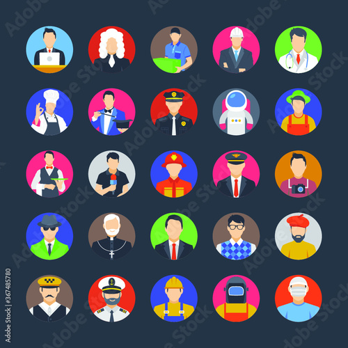 Flat Icon Set of Avatars 